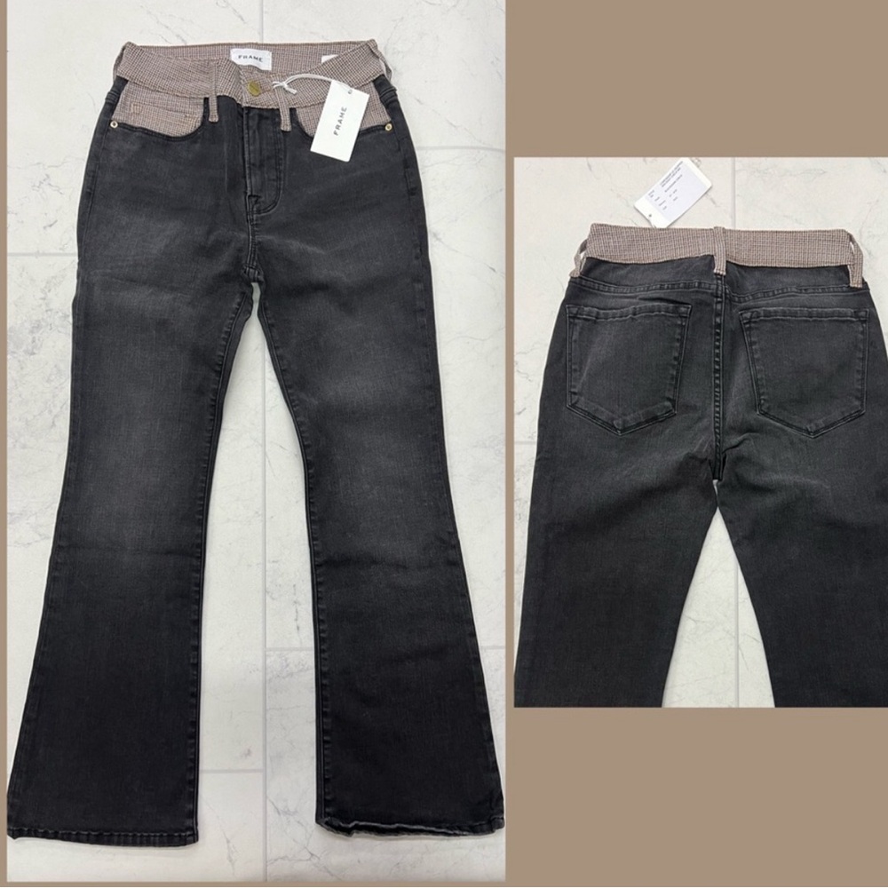 NWT  Frame Denim Le Cropped Mini Boot Check Mix  Size: 26